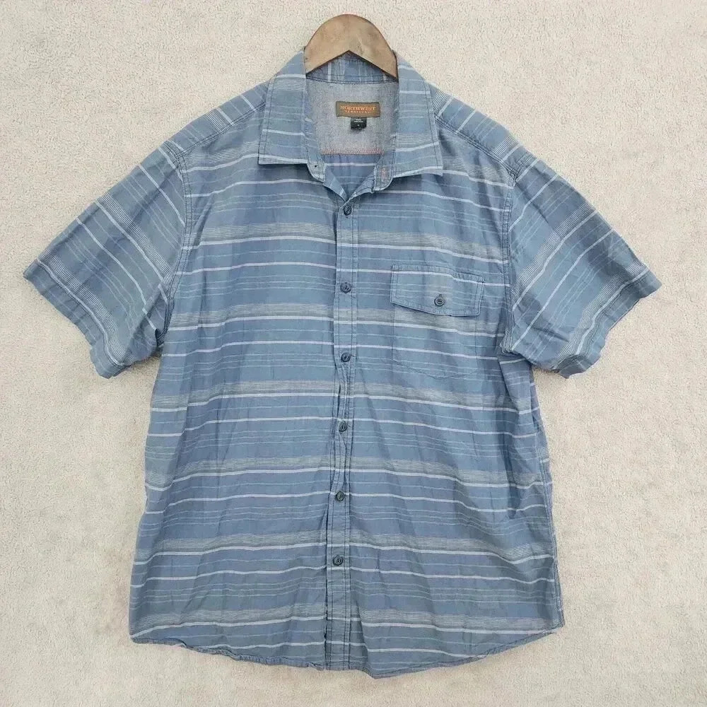 Northwest Territory Men's XL Short Sleeve Striped Button-Up Shirt 15PT